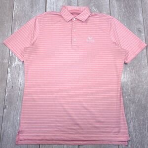 Johnnie-O Polo Shirt Mens Large Pink Striped Valhalla Golf Club Short Sleeve